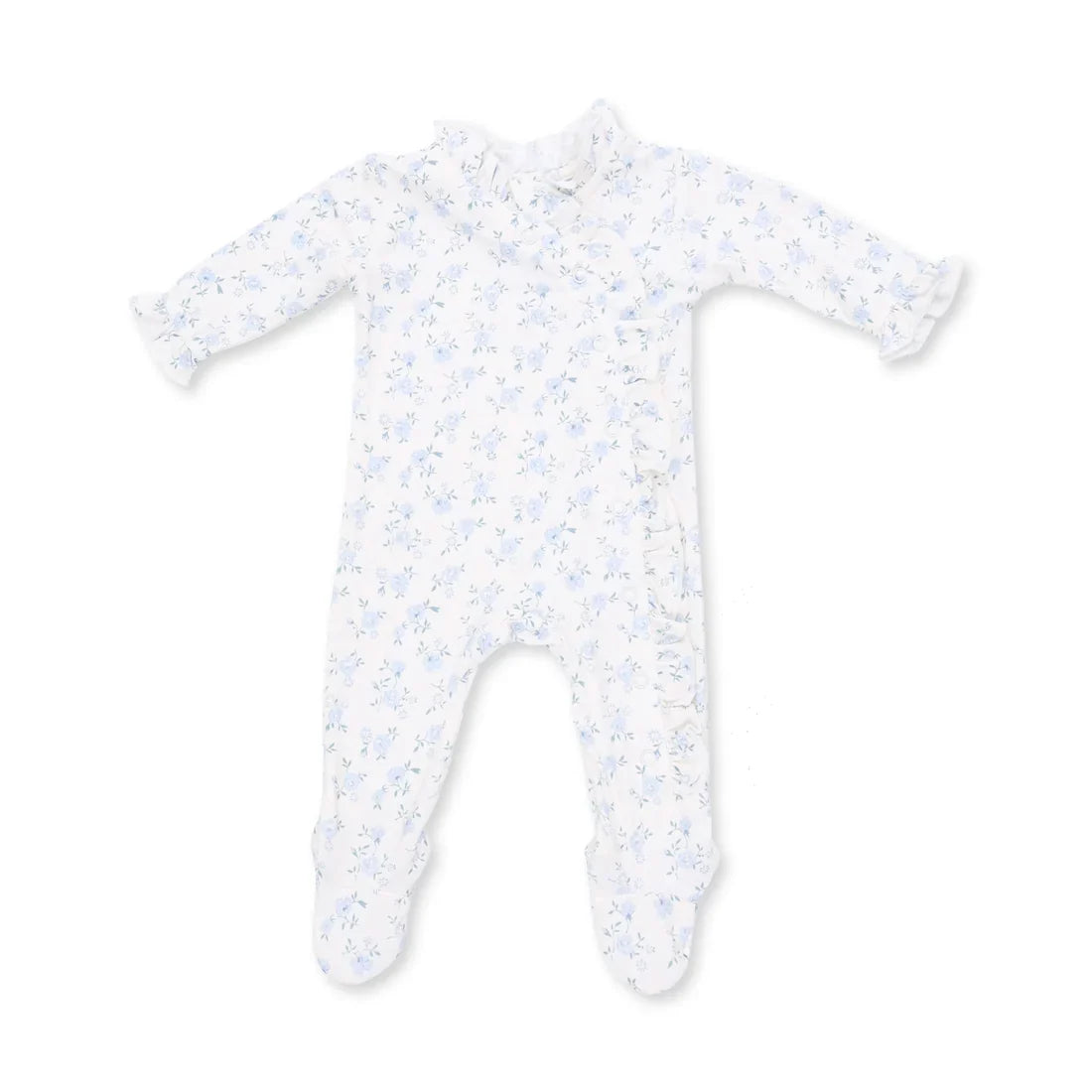 Angel Dear Kimono Ruffle Snap Footie in Rose Briar
