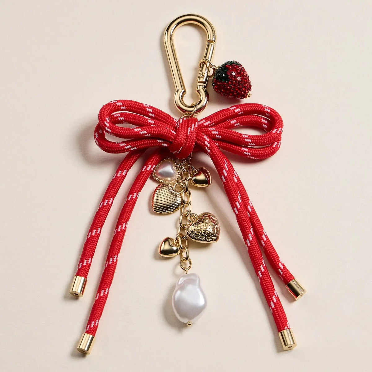 Frem NYC Vibrant Enamel Strawberry + Heart Keychain