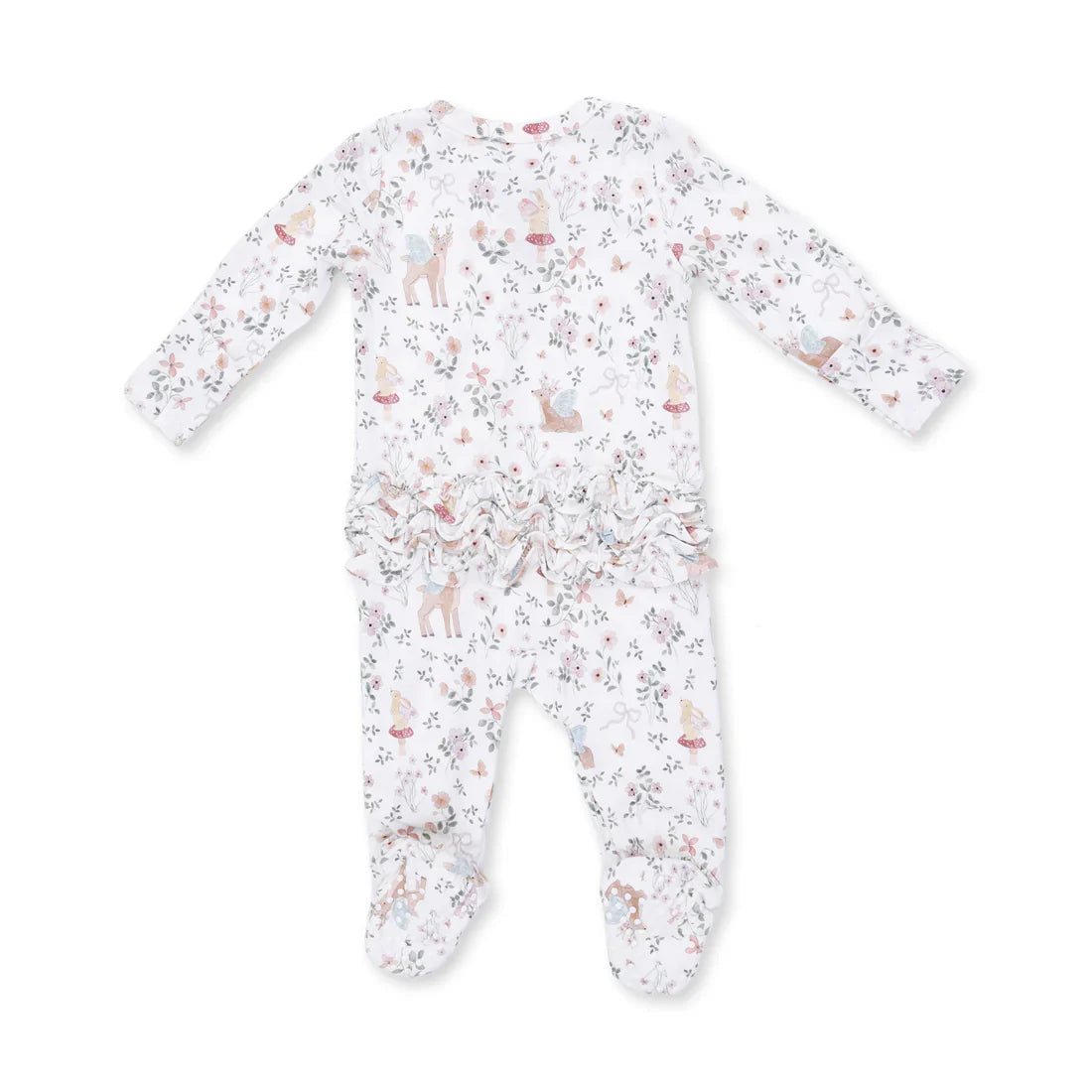 Angel Dear 2 Way Zipper Ruffle Back Footie in Enchanted Woodland