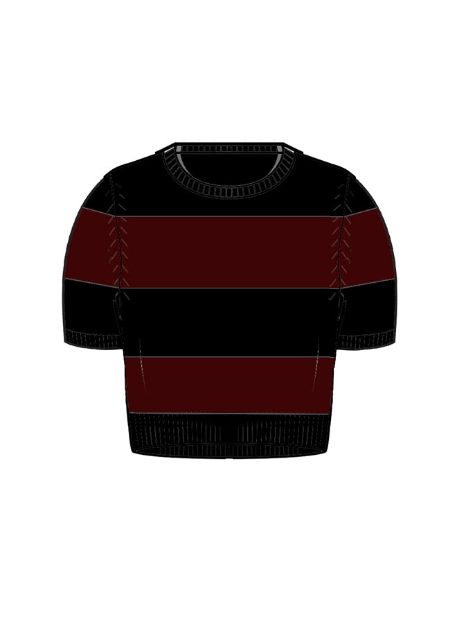 Autumn Cashmere Rugby Striped Crew Sweater in Navy/Rugby