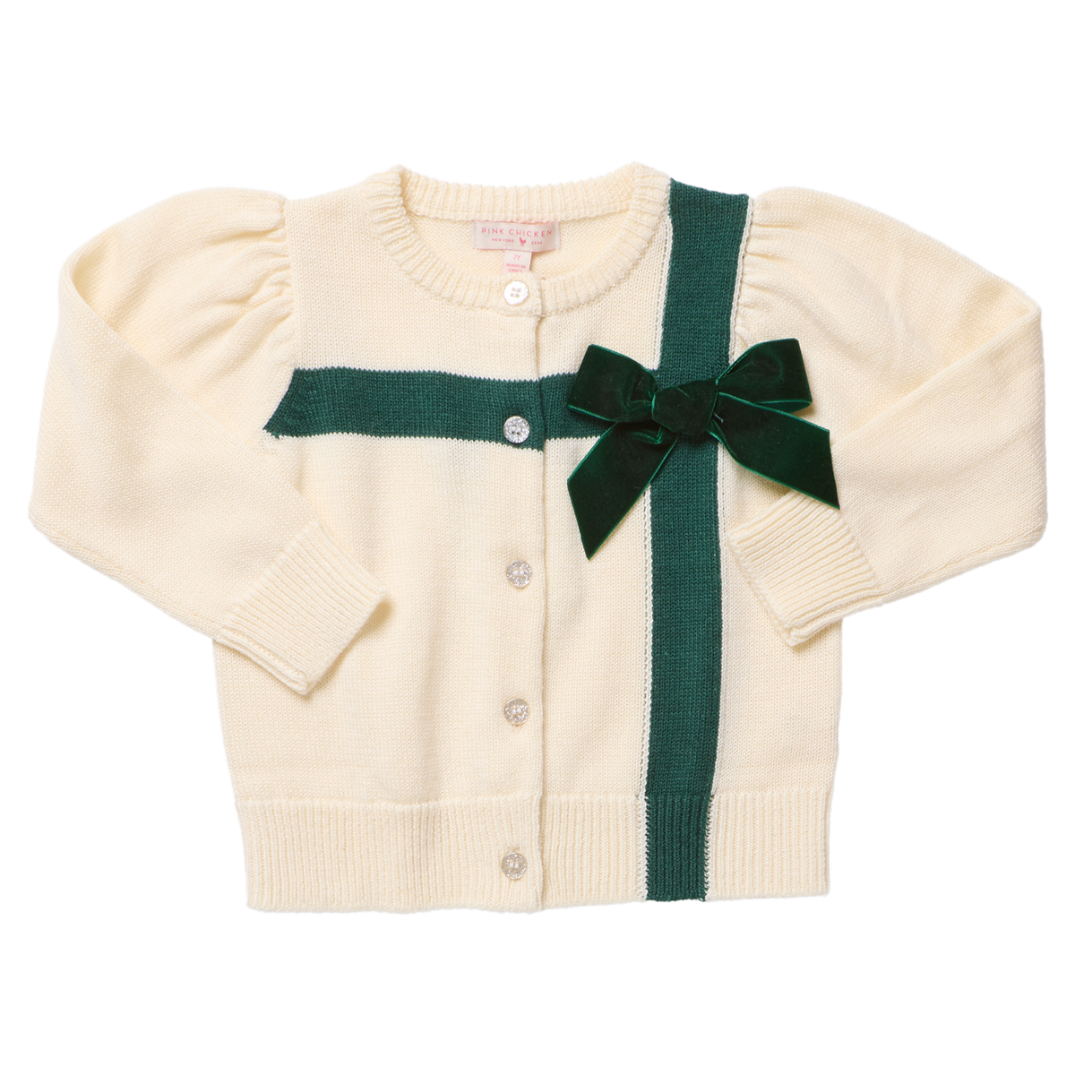 Pink Chicken Girls Constance Sweater in Cream Bow