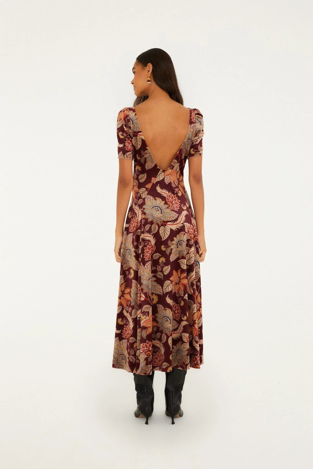 Farm Rio Delhi Maxi Dress in Burgundy Floral