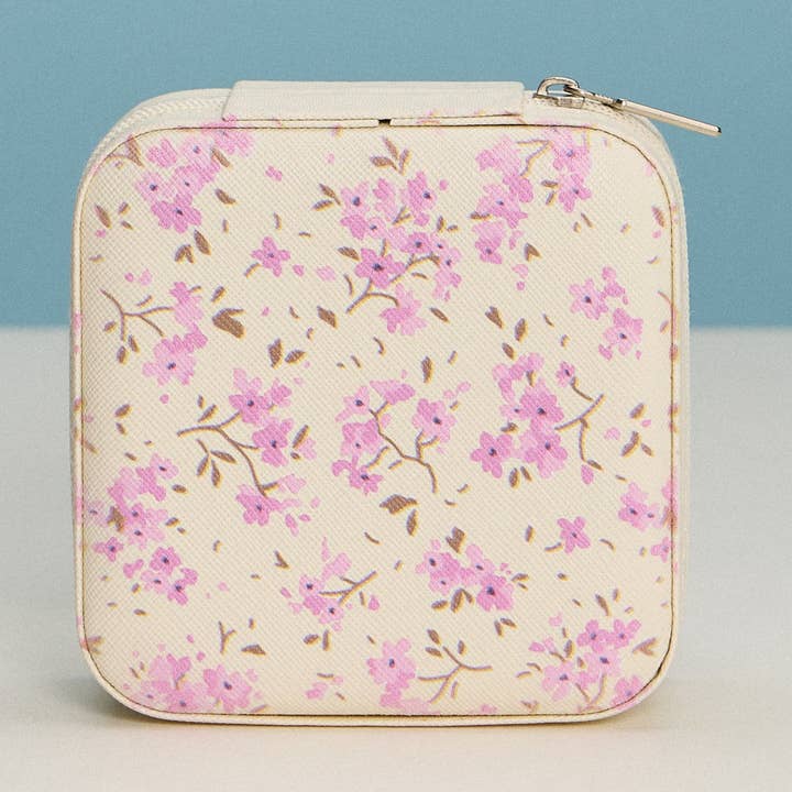 Frem Pink Flower Jewelry Travel Case