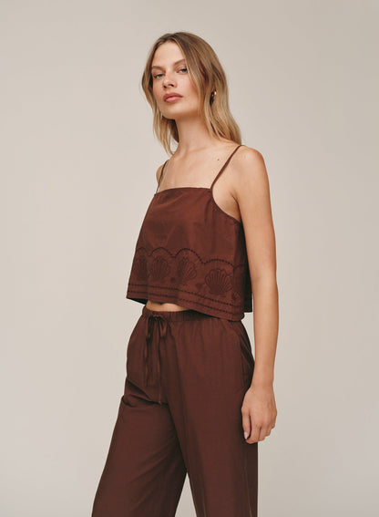 Bella Dahl Button Back Cami - Sea Glass Brown