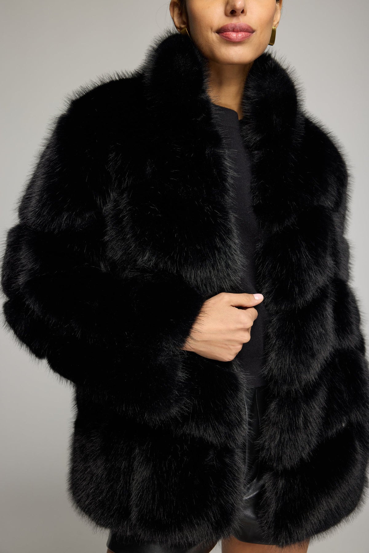 Generation Love Louisa Faux Fur Jacket in Black