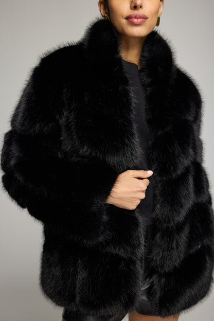 Generation Love Louisa Faux Fur Jacket in Black