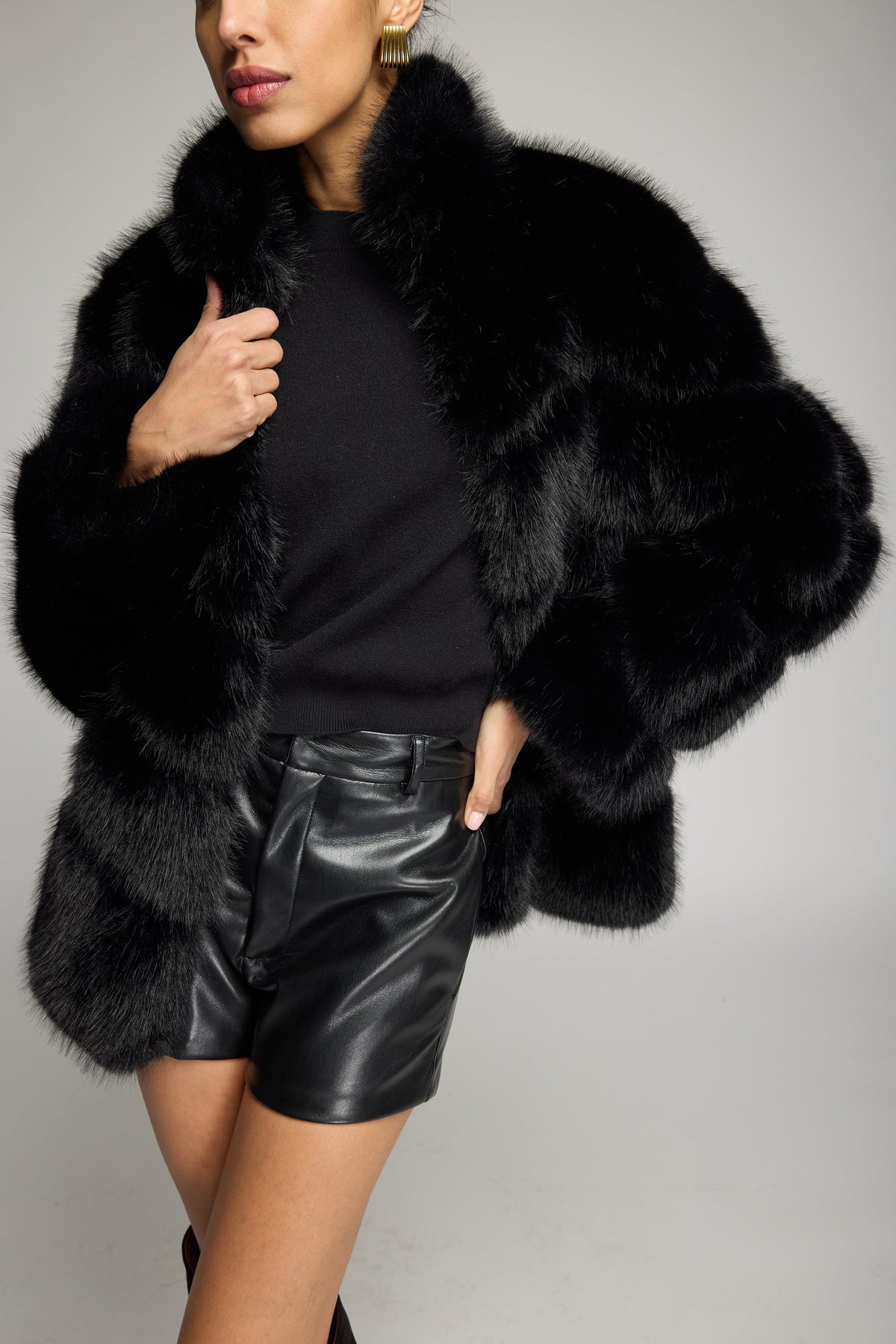 Generation Love Louisa Faux Fur Jacket in Black