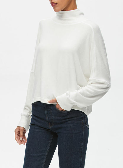Michael Stars Frida Mock Neck Top in Chalk