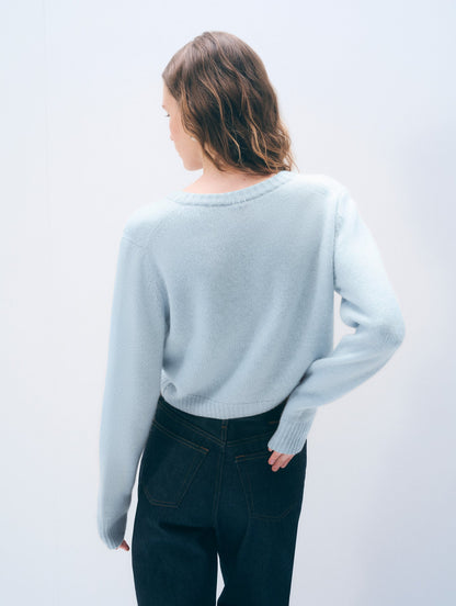 White + Warren Cashmere Scoop Short-Length Cardigan in Pastel Blue