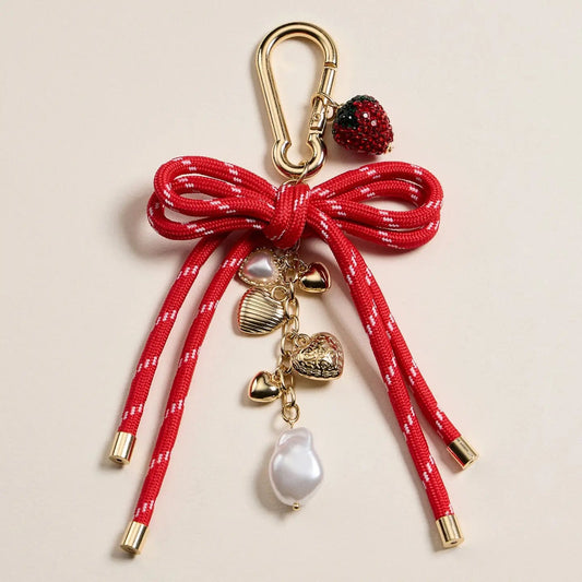 Frem NYC Vibrant Enamel Strawberry + Heart Keychain