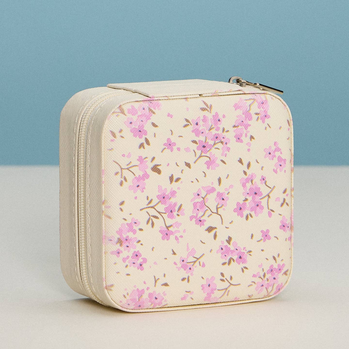 Frem Pink Flower Jewelry Travel Case