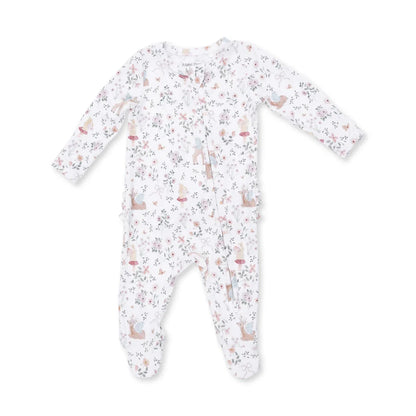 Angel Dear 2 Way Zipper Ruffle Back Footie in Enchanted Woodland