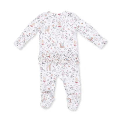 Angel Dear 2 Way Zipper Ruffle Back Footie in Enchanted Woodland