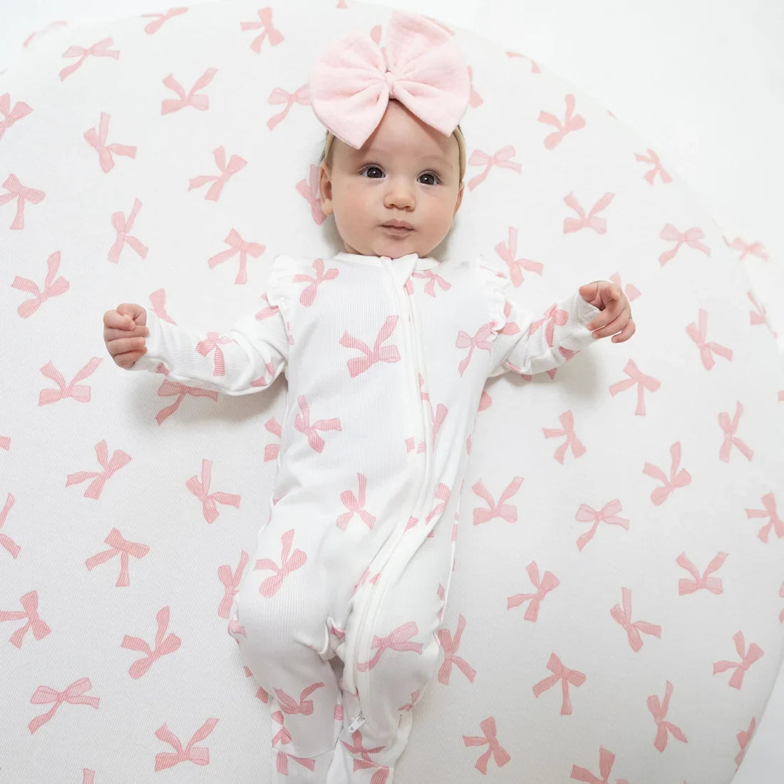 Angel Dear 2 Way Zipper Ruffle Sleeve Footie in Pretty Bows