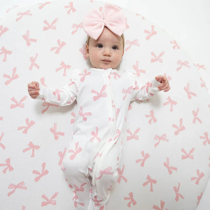 Angel Dear 2 Way Zipper Ruffle Sleeve Footie in Pretty Bows