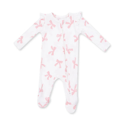 Angel Dear 2 Way Zipper Ruffle Sleeve Footie in Pretty Bows