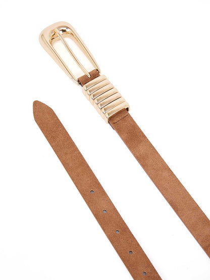 Ettika Metal Core Belt in Mocha Suede