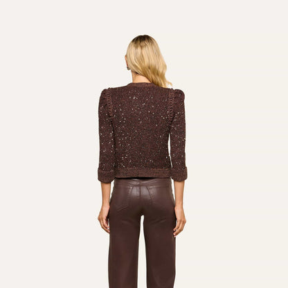 L'Agence Thistle Sequined Cardigan in Black/Java/Sequins