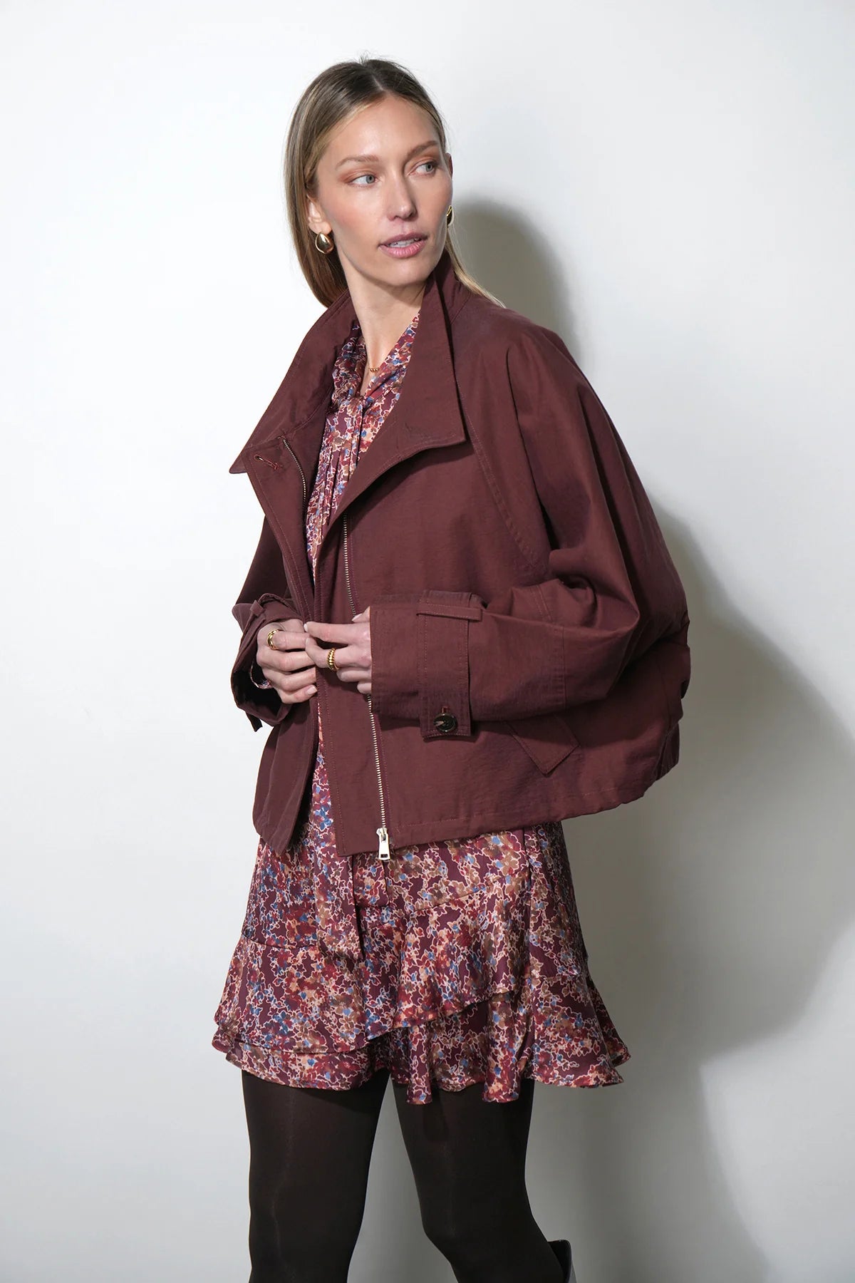 Greylin Eden Funnel Collar Oversized Jacket