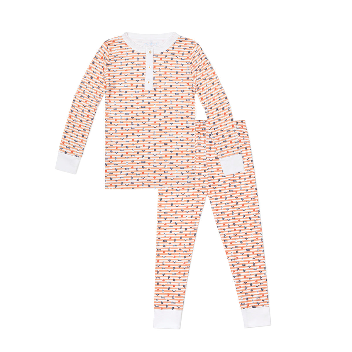 Joy Street Kids Henley Pajamas in Pumpkin Stripe