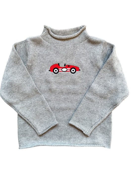 A Soft Idea Race Car Roll Neck Sweater in Grey