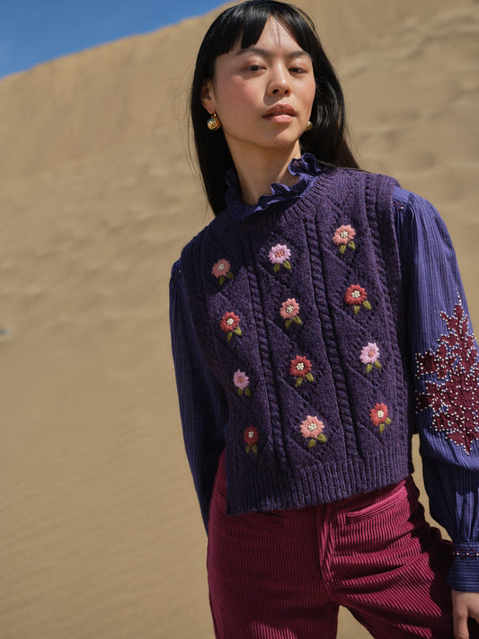 Louise Misha Aleda Sleeveless Sweater in Violet Frost