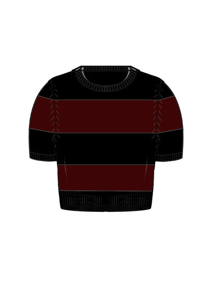 Autumn Cashmere Rugby Striped Crew Sweater in Navy/Rugby