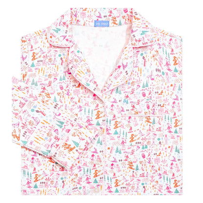 Joy Street Women's Long Pajama Set in Pink Apres Ski