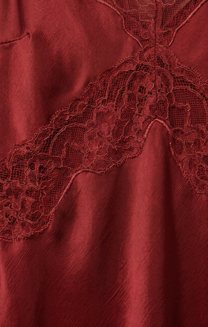 Z Supply Bruna Lace Inset Midi Dress in Rouge