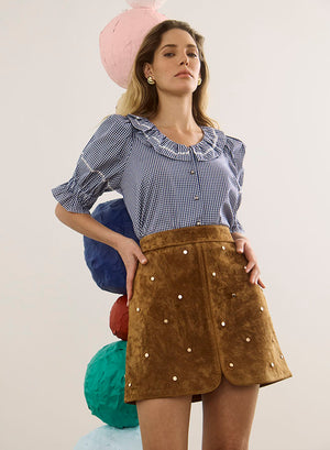 Hunter Bell Suede Dottie Skirt in Saddle