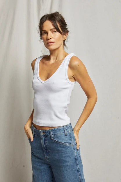 perfectwhitetee Maria V-Neck Rib Tank - Multiple Colors!