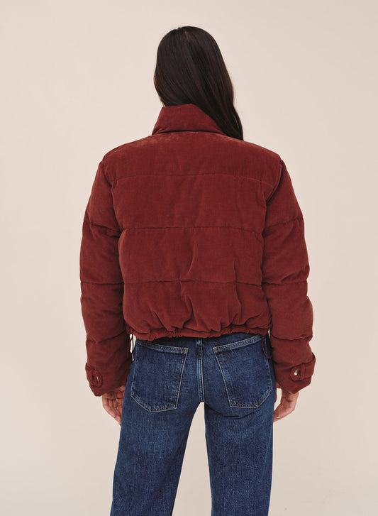 Bella Dahl Funnel Neck Puffer Jacket in Mahogany