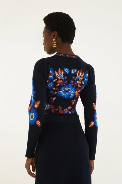 Farm Rio Knit Top in Bow Garden Blue