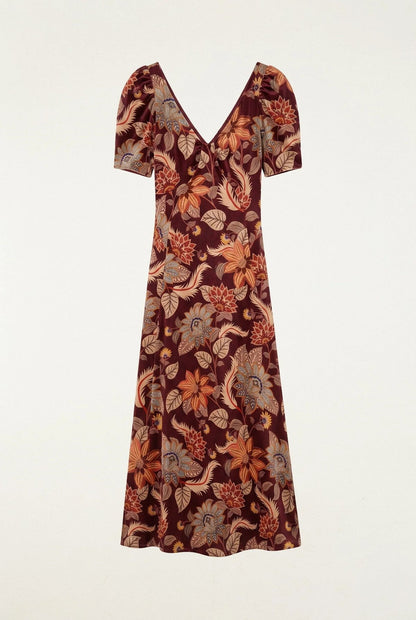 Farm Rio Delhi Maxi Dress in Burgundy Floral