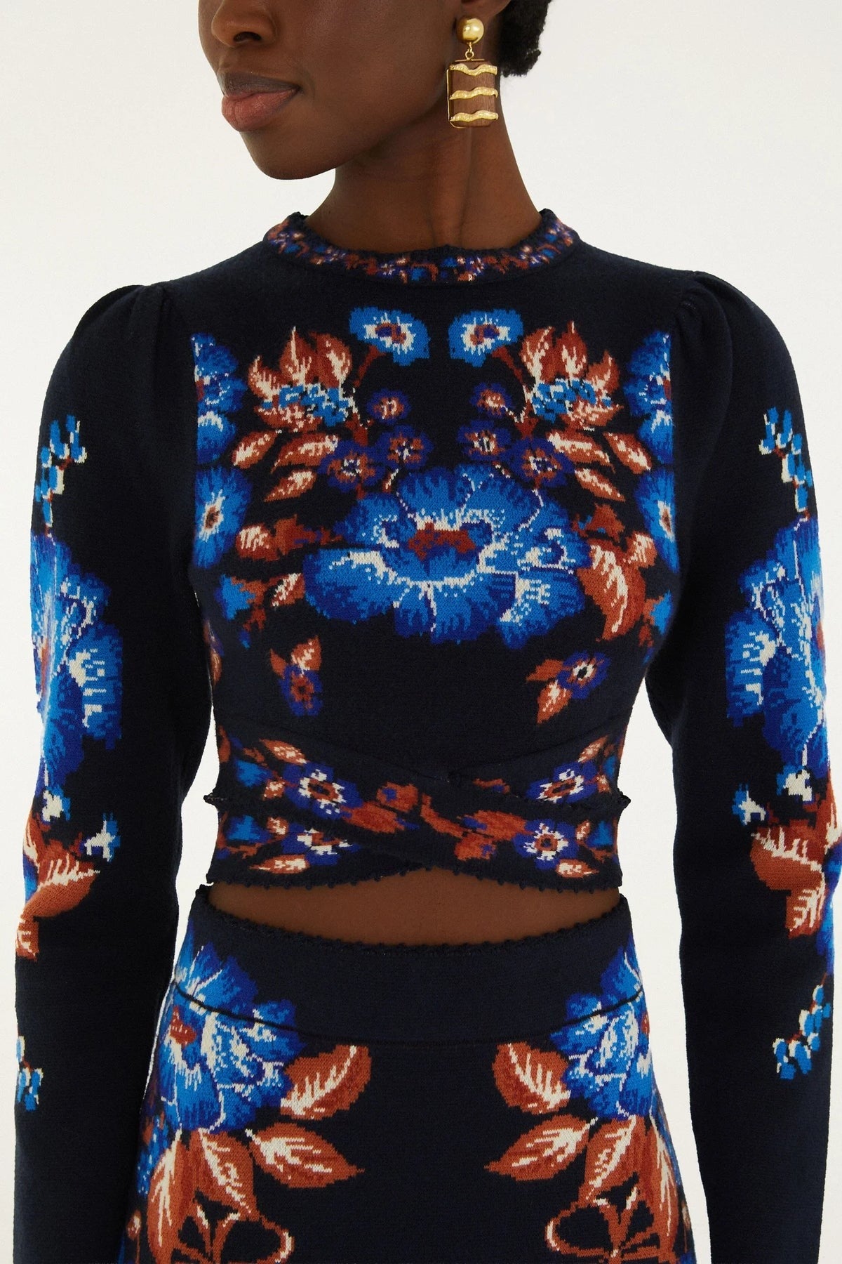 Farm Rio Knit Top in Bow Garden Blue