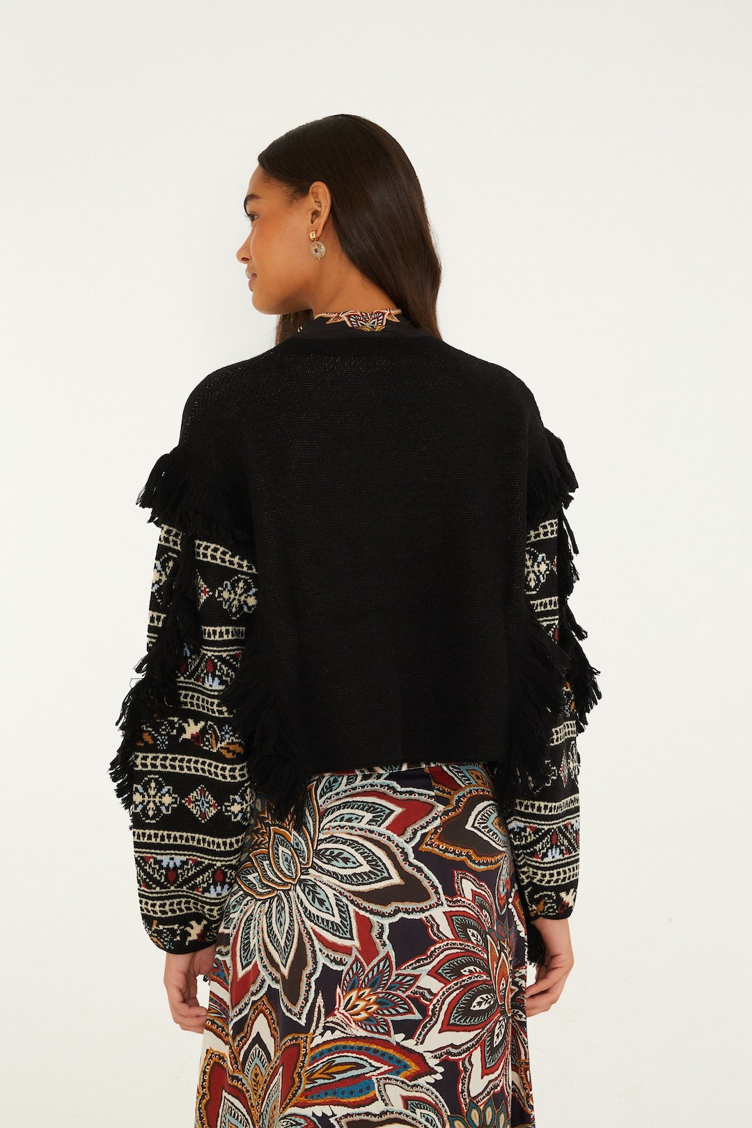 Farm Rio Cornelli Fringe Sweater in Love Paisley