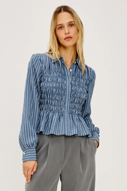 Rails Bradshaw Top in Washed Indigo Stripe