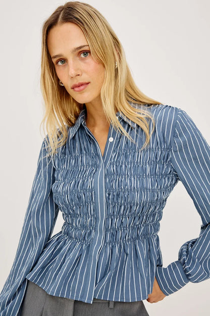 Rails Bradshaw Top in Washed Indigo Stripe